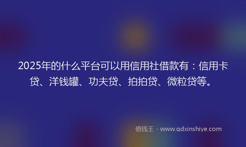 2025年的什么平台可以用信用社借款有:信用卡贷、洋钱罐、功夫贷、拍拍贷、微粒贷等。