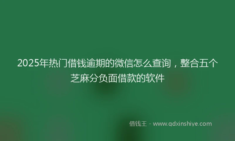 2025年热门借钱逾期的微信怎么查询，整合五个芝麻分负面借款的软件
