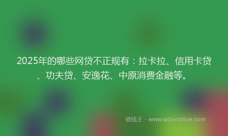 2025年的哪些网贷不正规有：拉卡拉、信用卡贷、功夫贷、安逸花、中原消费金融等。