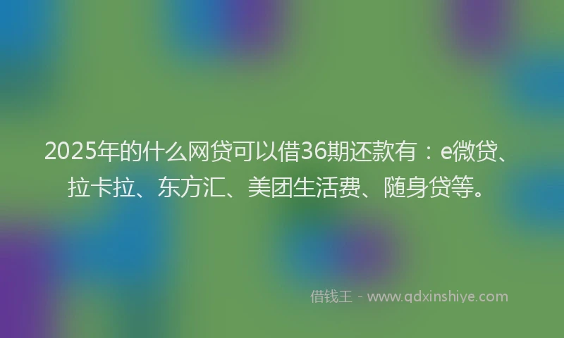 2025年的什么网贷可以借36期还款有：e微贷、拉卡拉、东方汇、美团生活费、随身贷等。