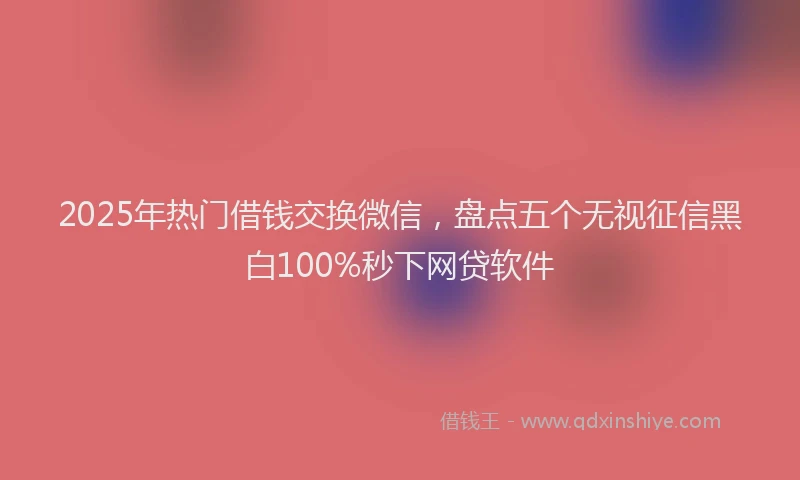 2025年热门借钱交换微信，盘点五个无视征信黑白100%秒下网贷软件