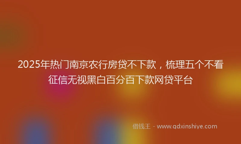 2025年热门南京农行房贷不下款，梳理五个不看征信无视黑白百分百下款网贷平台
