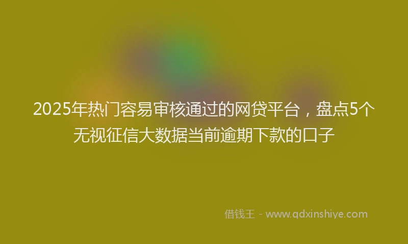 2025年热门容易审核通过的网贷平台，盘点5个无视征信大数据当前逾期下款的口子