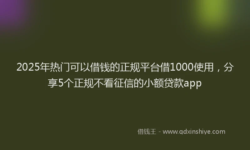 2025年热门可以借钱的正规平台借1000使用，分享5个正规不看征信的小额贷款app