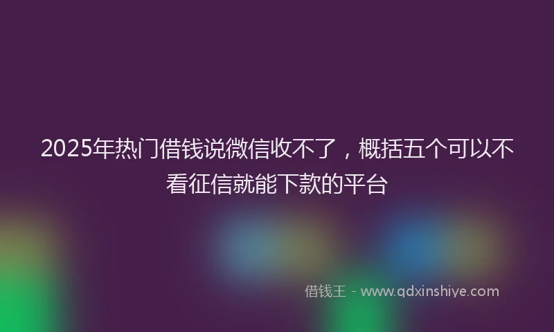 2025年热门借钱说微信收不了，概括五个可以不看征信就能下款的平台