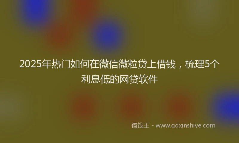 2025年热门如何在微信微粒贷上借钱，梳理5个利息低的网贷软件