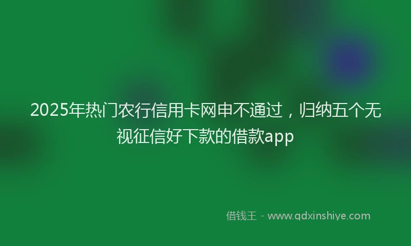 2025年热门农行信用卡网申不通过，归纳五个无视征信好下款的借款app