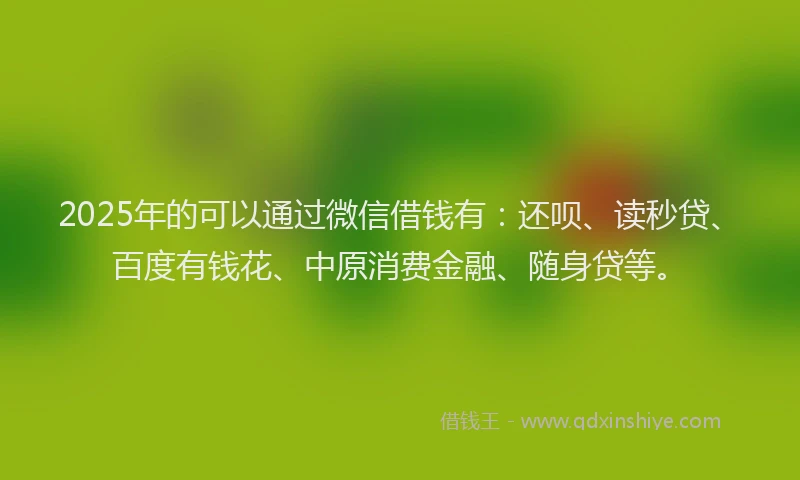 2025年的可以通过微信借钱有：还呗、读秒贷、百度有钱花、中原消费金融、随身贷等。