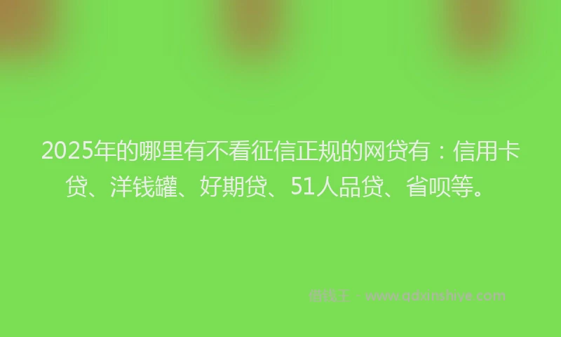 2025年的哪里有不看征信正规的网贷有：信用卡贷、洋钱罐、好期贷、51人品贷、省呗等。