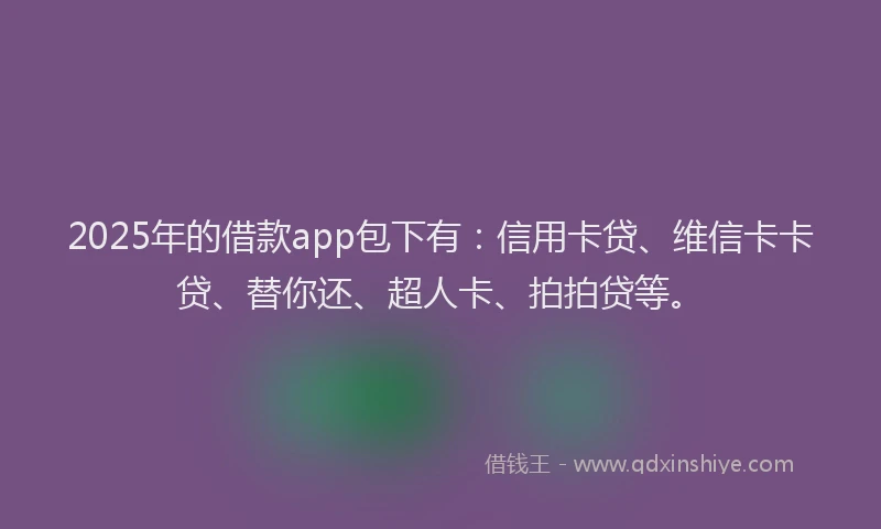 2025年的借款app包下有：信用卡贷、维信卡卡贷、替你还、超人卡、拍拍贷等。