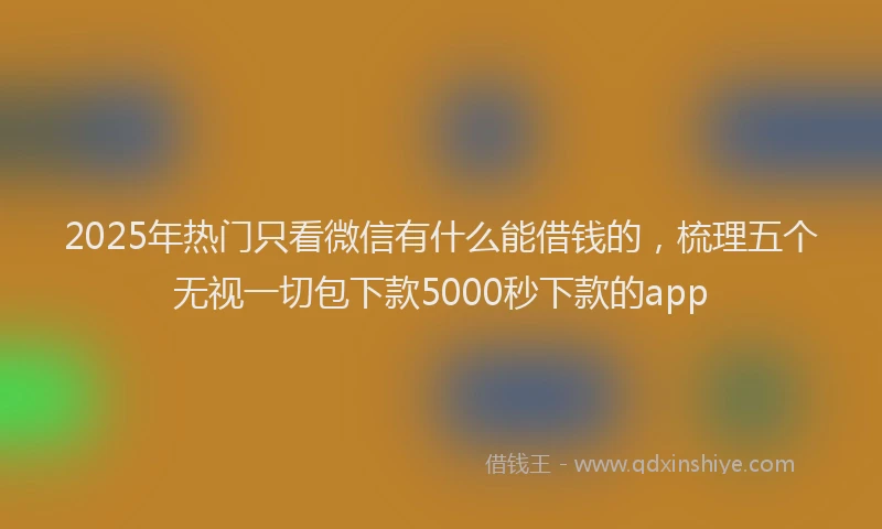 2025年热门只看微信有什么能借钱的，梳理五个无视一切包下款5000秒下款的app