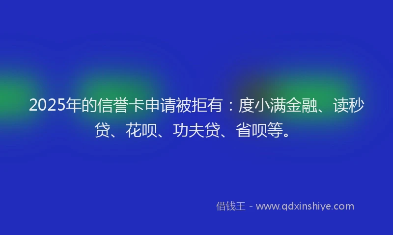 2025年的信誉卡申请被拒有：度小满金融、读秒贷、花呗、功夫贷、省呗等。