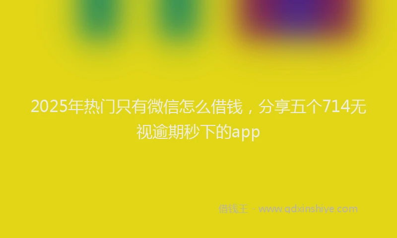 2025年热门只有微信怎么借钱，分享五个714无视逾期秒下的app