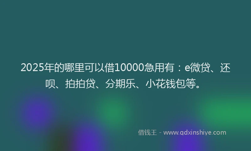 2025年的哪里可以借10000急用有：e微贷、还呗、拍拍贷、分期乐、小花钱包等。