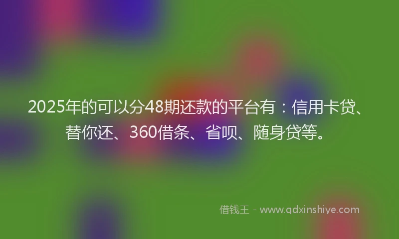 2025年的可以分48期还款的平台有：信用卡贷、替你还、360借条、省呗、随身贷等。