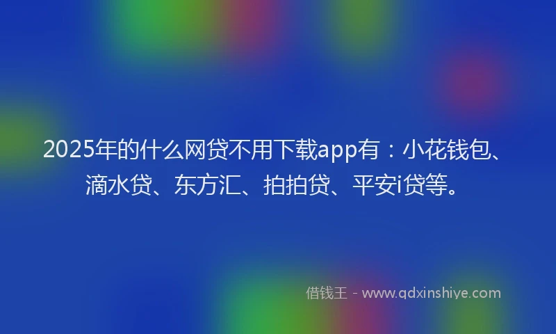 2025年的什么网贷不用下载app有：小花钱包、滴水贷、东方汇、拍拍贷、平安i贷等。