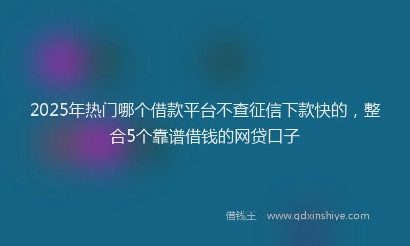 2025年热门哪个借款平台不查征信下款快的，整合5个靠谱借钱的网贷口子