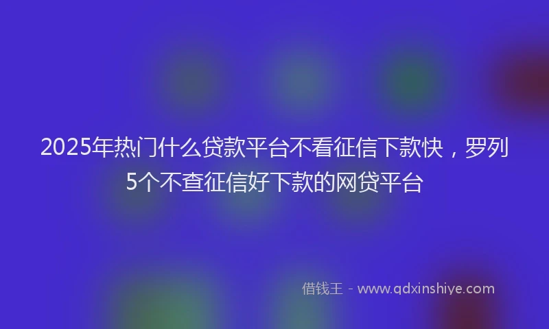 2025年热门什么贷款平台不看征信下款快，罗列5个不查征信好下款的网贷平台