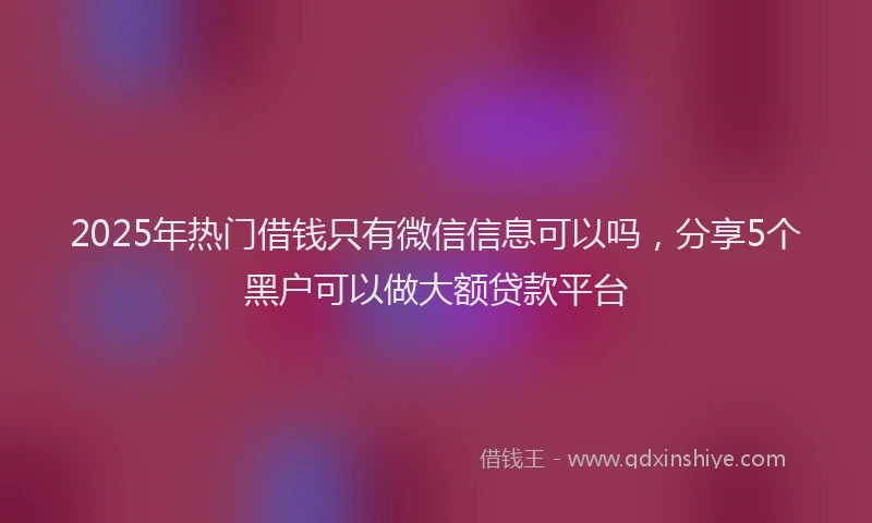 2025年热门借钱只有微信信息可以吗，分享5个黑户可以做大额贷款平台