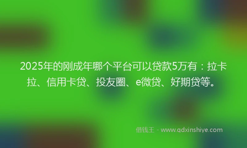 2025年的刚成年哪个平台可以贷款5万有：拉卡拉、信用卡贷、投友圈、e微贷、好期贷等。