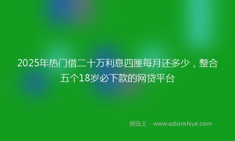 2025年热门借二十万利息四厘每月还多少，整合五个18岁必下款的网贷平台