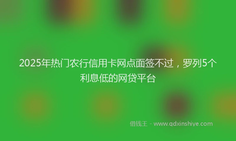 2025年热门农行信用卡网点面签不过，罗列5个利息低的网贷平台