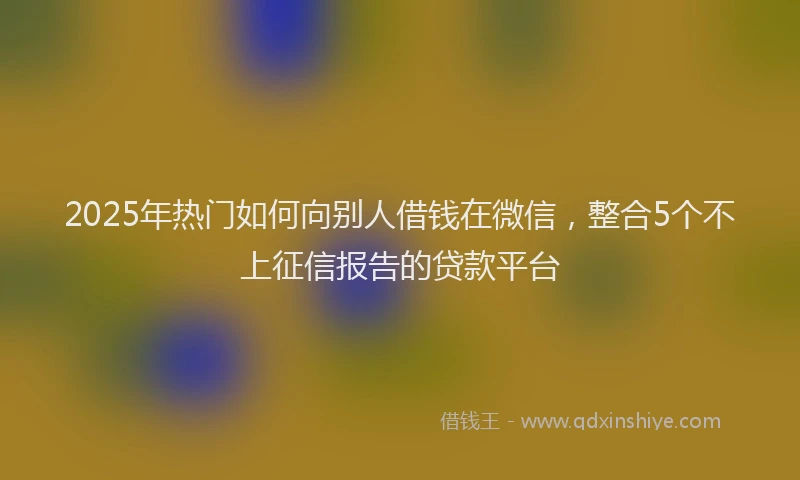 2025年热门如何向别人借钱在微信，整合5个不上征信报告的贷款平台