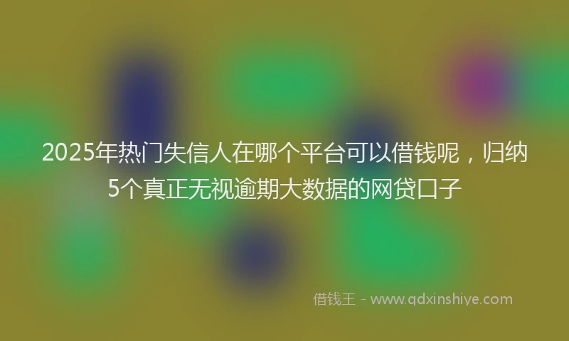 2025年热门失信人在哪个平台可以借钱呢，归纳5个真正无视逾期大数据的网贷口子