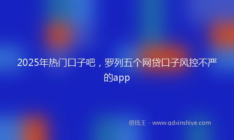 2025年热门口子吧，罗列五个网贷口子风控不严的app