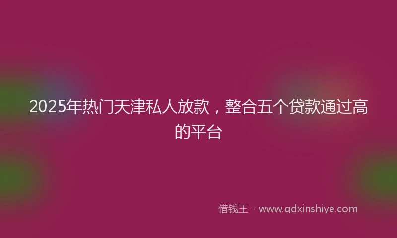 2025年热门天津私人放款，整合五个贷款通过高的平台