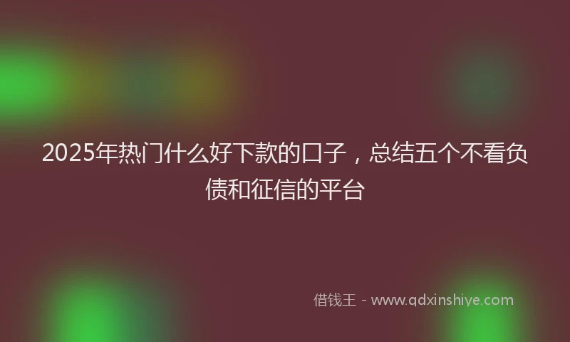 2025年热门什么好下款的口子，总结五个不看负债和征信的平台
