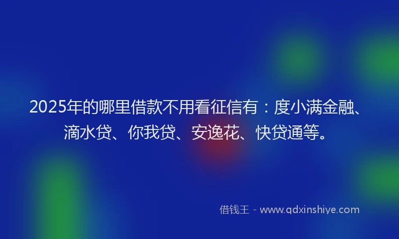 2025年的哪里借款不用看征信有：度小满金融、滴水贷、你我贷、安逸花、快贷通等。