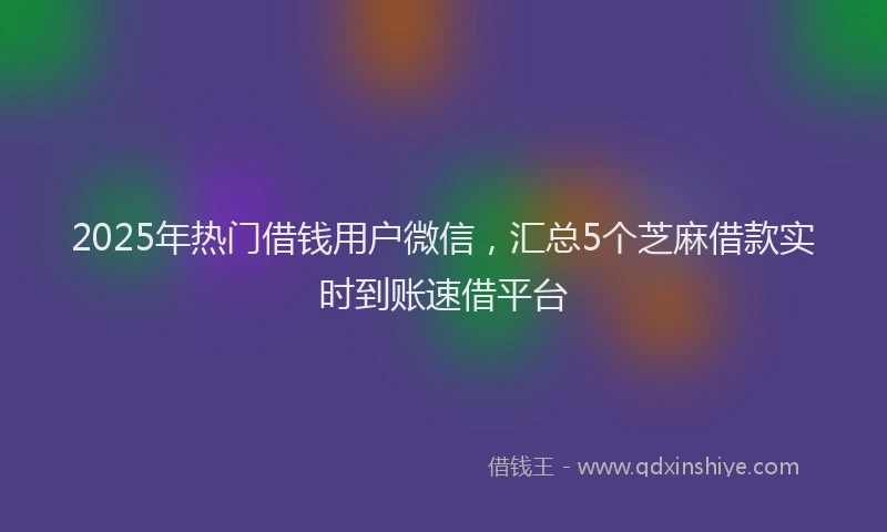 2025年热门借钱用户微信，汇总5个芝麻借款实时到账速借平台