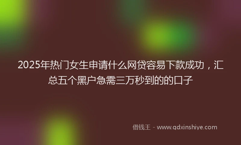 2025年热门女生申请什么网贷容易下款成功，汇总五个黑户急需三万秒到的的口子