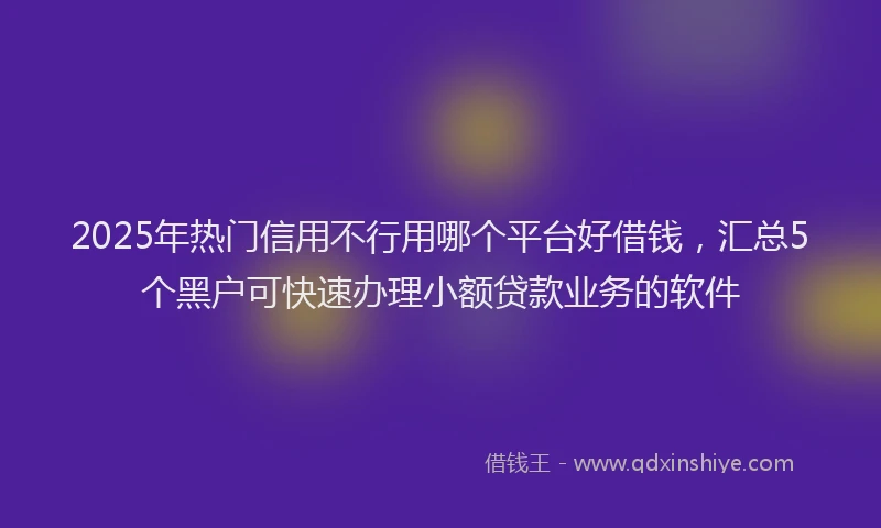 2025年热门信用不行用哪个平台好借钱，汇总5个黑户可快速办理小额贷款业务的软件