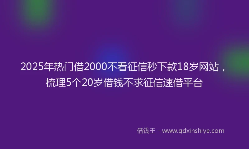 2025年热门借2000不看征信秒下款18岁网站,梳理5个20岁借钱不求征信速借平台