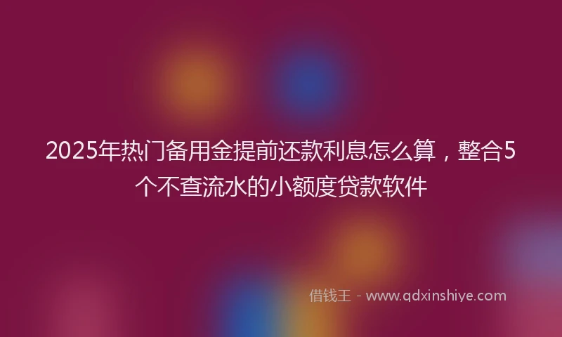 2025年热门备用金提前还款利息怎么算，整合5个不查流水的小额度贷款软件