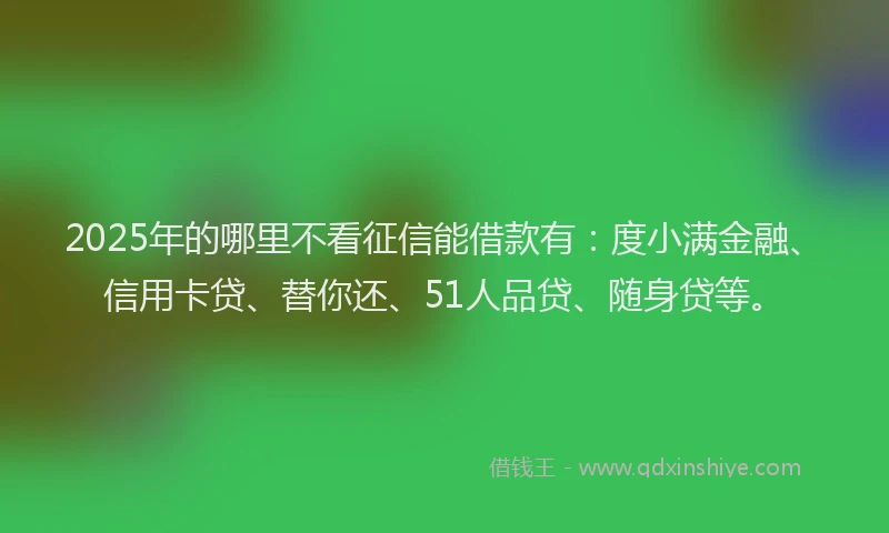 2025年的哪里不看征信能借款有：度小满金融、信用卡贷、替你还、51人品贷、随身贷等。