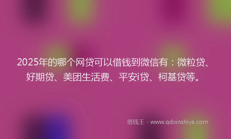 2025年的哪个网贷可以借钱到微信有：微粒贷、好期贷、美团生活费、平安i贷、柯基贷等。