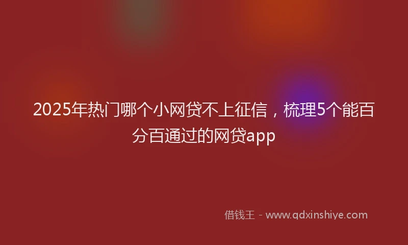 2025年热门哪个小网贷不上征信，梳理5个能百分百通过的网贷app