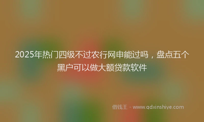 2025年热门四级不过农行网申能过吗，盘点五个黑户可以做大额贷款软件