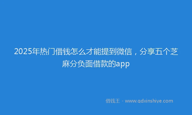 2025年热门借钱怎么才能提到微信，分享五个芝麻分负面借款的app