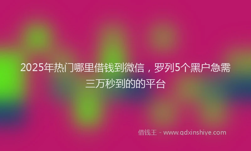 2025年热门哪里借钱到微信，罗列5个黑户急需三万秒到的的平台