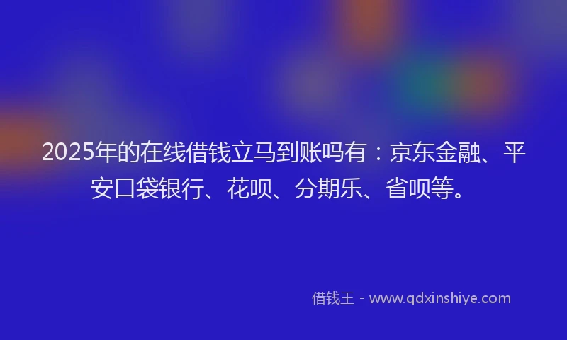 2025年的在线借钱立马到账吗有：京东金融、平安口袋银行、花呗、分期乐、省呗等。