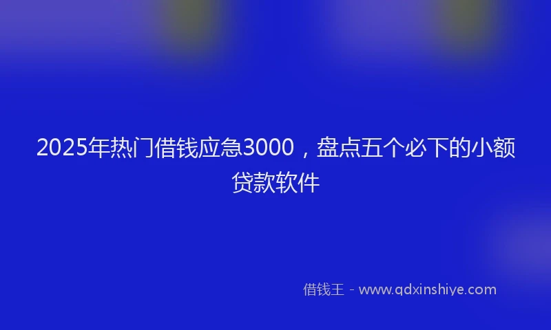 2025年热门借钱应急3000，盘点五个必下的小额贷款软件