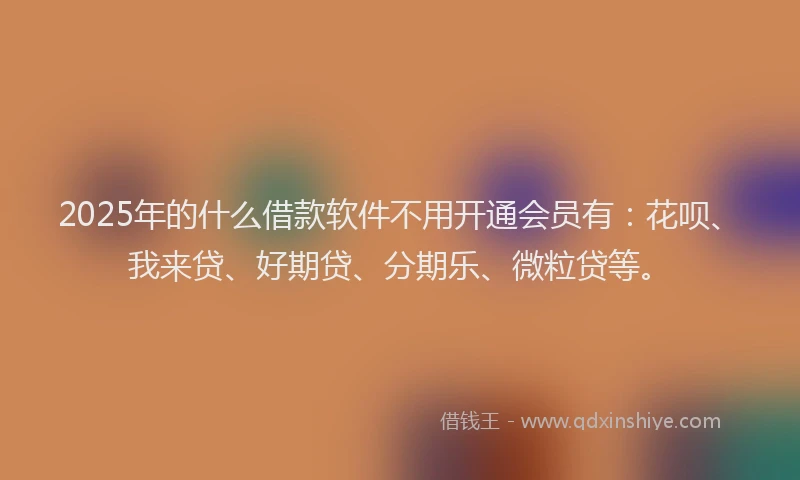2025年的什么借款软件不用开通会员有：花呗、我来贷、好期贷、分期乐、微粒贷等。