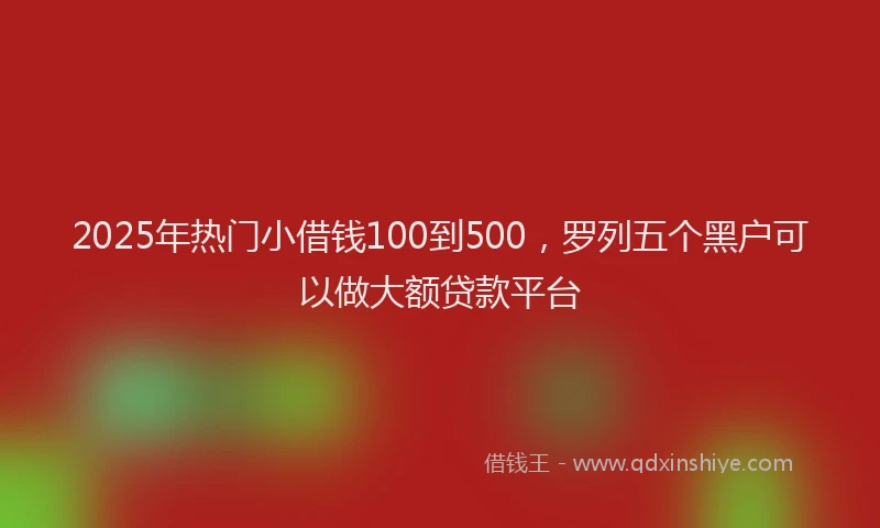 2025年热门小借钱100到500，罗列五个黑户可以做大额贷款平台