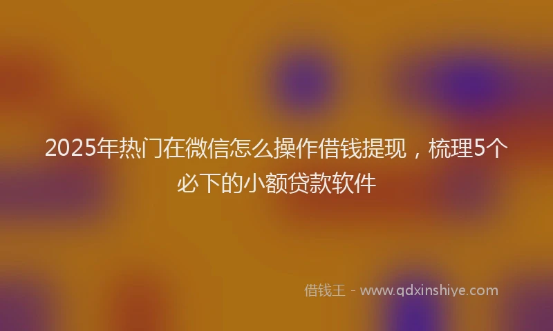 2025年热门在微信怎么操作借钱提现，梳理5个必下的小额贷款软件