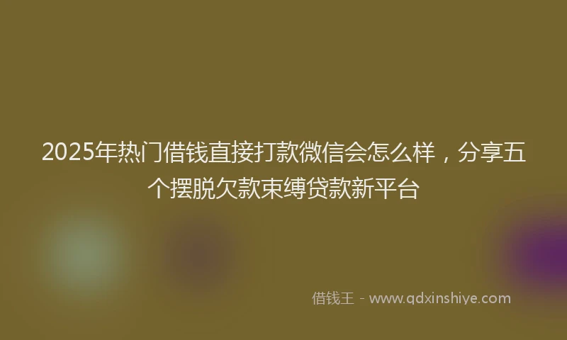 2025年热门借钱直接打款微信会怎么样，分享五个摆脱欠款束缚贷款新平台