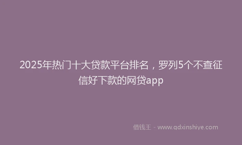 2025年热门十大贷款平台排名，罗列5个不查征信好下款的网贷app